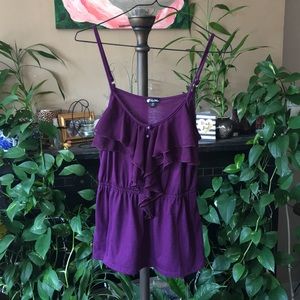 Lily White Purple Ruffle Tank XS